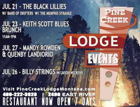 Pine Creek Lodge in Paradise Valley -Live Music in July 2017